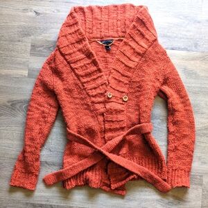 Mango Chunky Pumpkin Orange Cardigan